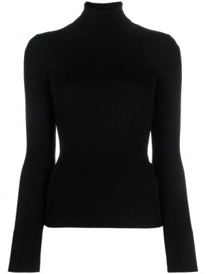 Vlnený sveter z merina La Collection čierna