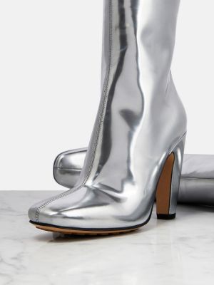 Usnjene gumijasti škornji Bottega Veneta srebrna