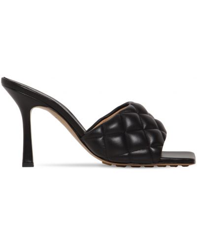 Prešívané kožené sandále Bottega Veneta čierna
