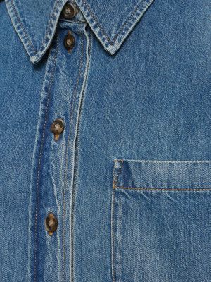 Cămășă de blugi oversize plisată Victoria Beckham albastru