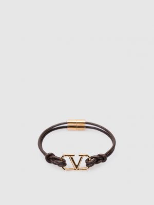 Шкіряний браслет Valentino коричневий