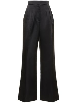 Saténové kalhoty s vysokým pasem relaxed fit Emilia Wickstead černé