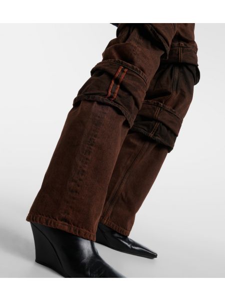Laia lõikega kõrge vöökohaga teksapüksid Y Project pruun