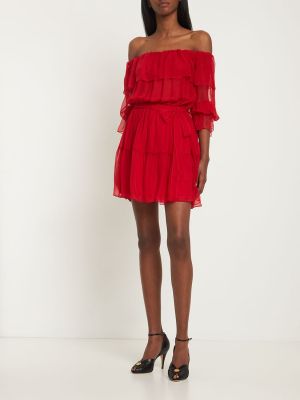 Šifonové hedvábné mini šaty Gucci červené