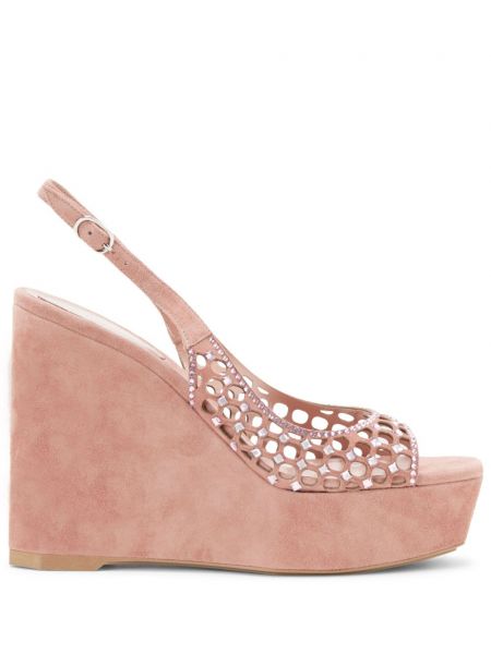 Kristallidega sandaalid René Caovilla roosa