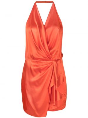 Svilena koktejl obleka Michelle Mason oranžna
