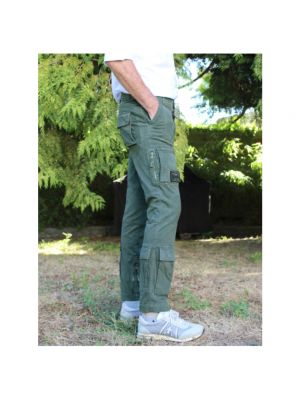 Pantalones de algodón con bolsillos Aeronautica Militare verde