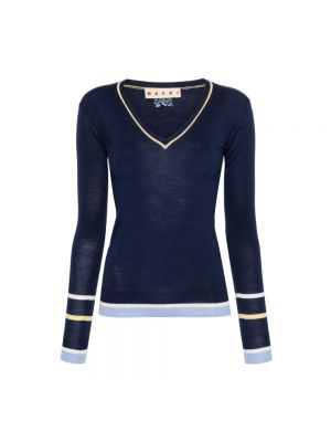 Sweter z dżerseju Marni niebieski
