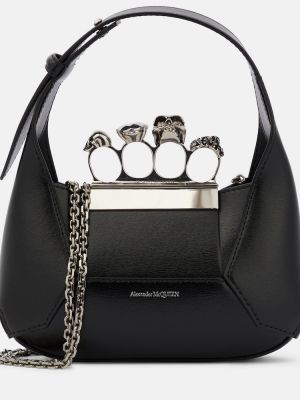 Geantă shopper din piele din piele Alexander Mcqueen negru