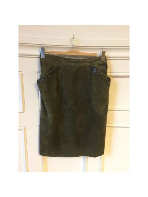 Spódnica zamszowa Dior Vintage zielona
