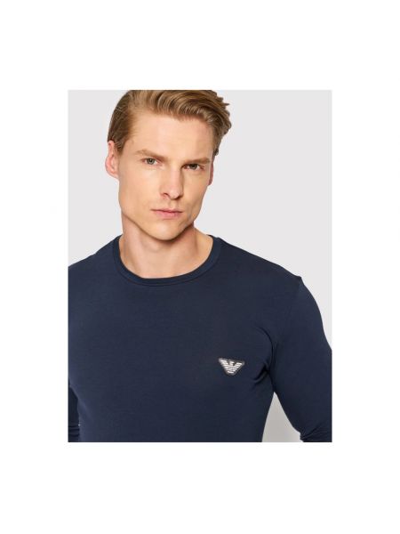 Camiseta de manga larga de algodón Emporio Armani azul