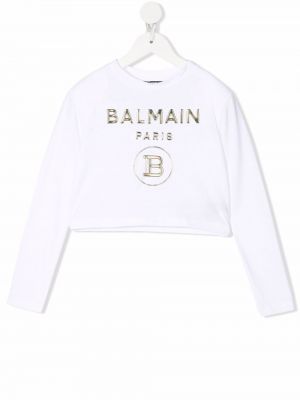 Bomull t-skjorte for jenter Balmain Kids hvit