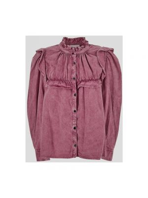 Blusa de algodón con volantes Isabel Marant étoile rosa