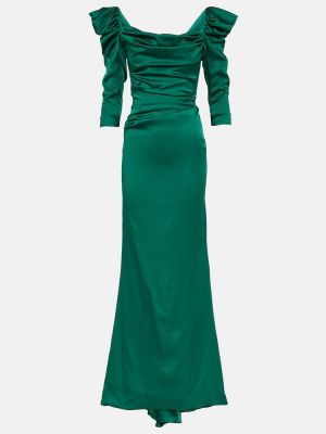 Vestito lungo di raso con drappeggi Vivienne Westwood verde