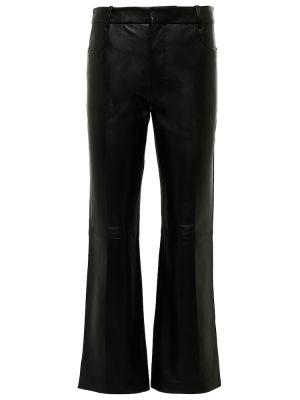 Kožené rovné nohavice Ami Paris čierna