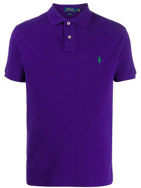 Siuvinėtas polo marškinėliai Polo Ralph Lauren violetinė