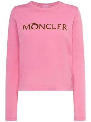 Camiseta de manga larga de algodón manga larga Moncler rosa