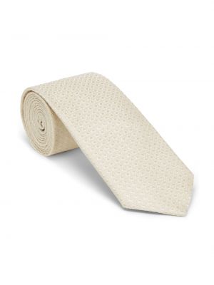 Žakárová hedvábná kravata Brunello Cucinelli béžová