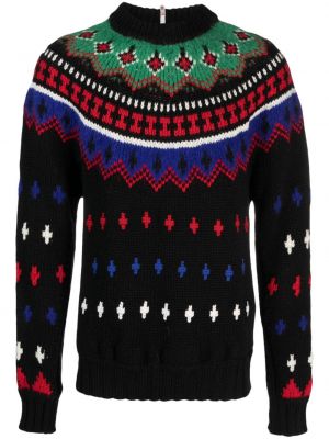Жакардов пуловер Moncler Grenoble черно