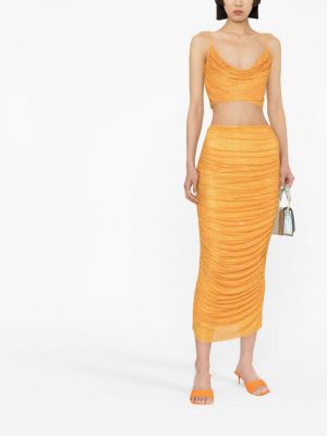 Midi sukně se síťovinou Self-portrait oranžové