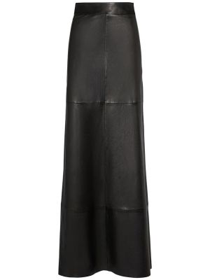 Kožená sukňa Saint Laurent čierna