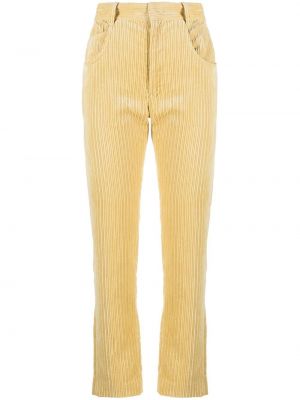 Ravne hlače iz rebrastega žameta Isabel Marant rumena