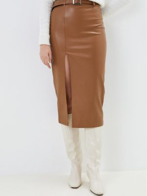 Кожаная юбка Moki коричневая