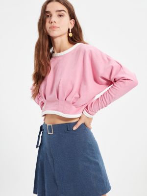 Megztas džemperis Trendyol rožinė