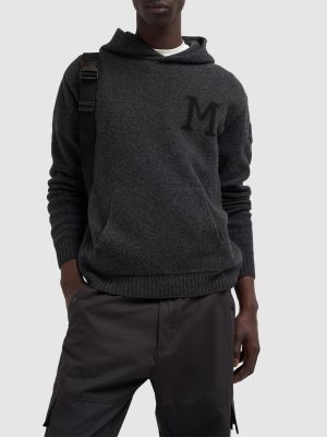 Vunena hoodie s kapuljačom od kašmira Moncler siva