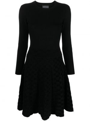 Obleka iz žakarda Emporio Armani črna