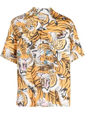 Hemd mit print mit tiger streifen Wacko Maria gelb