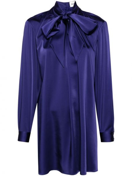 Σατέν κοκτέιλ φόρεμα με φιόγκο Claudie Pierlot μπλε