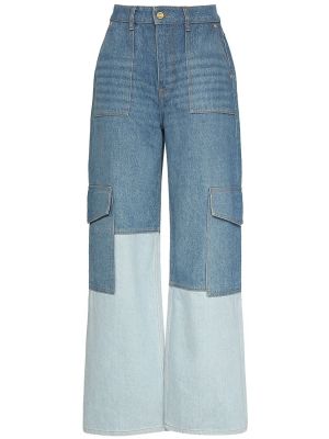 Jeans a vita alta di cotone Ganni blu