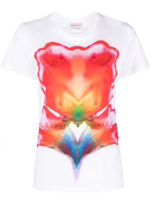 Koszulka z nadrukiem w abstrakcyjne wzory Alexander Mcqueen biała