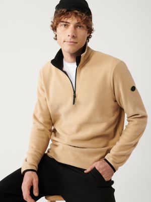 Fliso džemperis su stovinčia apykakle Avva smėlinė
