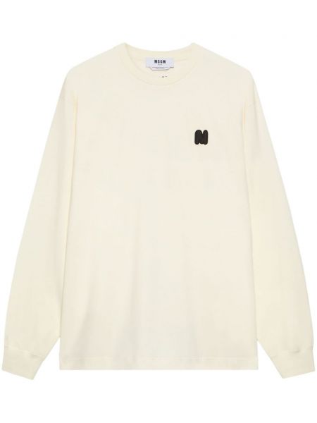 Langærmet t-shirt med applikation Msgm hvid