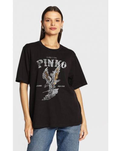 Laza szabású gyapjú póló Pinko - fekete