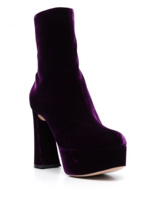 Sametové kotníkové boty na platformě Gianvito Rossi fialové