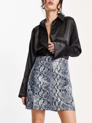 Кожаная юбка с высокой талией из искусственной кожи Forever Unique синяя