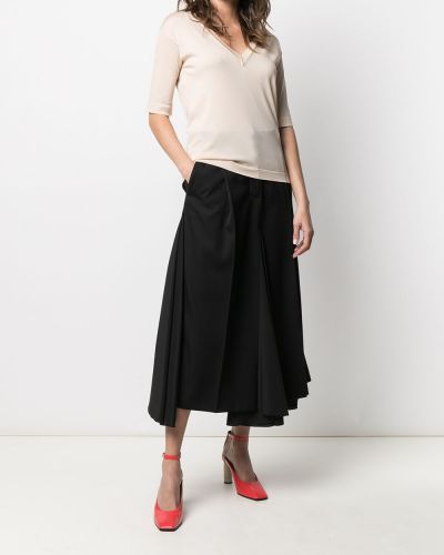 Falda larga de cintura alta Nina Ricci negro