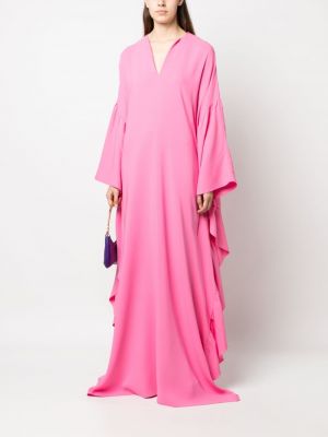 Drapiruotas suknele v formos iškirpte Oscar De La Renta rožinė