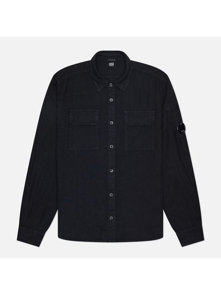 Льняная рубашка с карманами C.p. Company черная