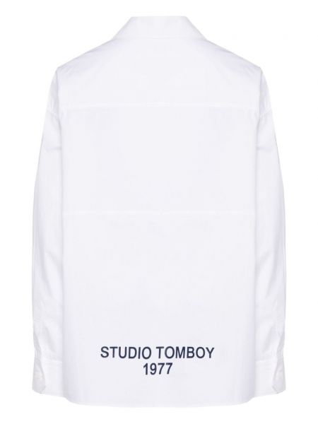 Puuvillased kõrge vöökohaga särk Studio Tomboy valge