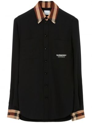Raštuota pledinė marškiniai Burberry juoda