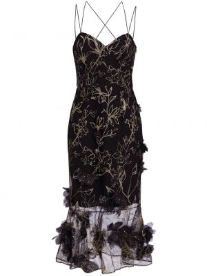 Φλοράλ μίντι φόρεμα με κέντημα Marchesa Notte