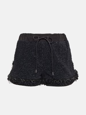 Shorts en coton en tweed Sacai noir