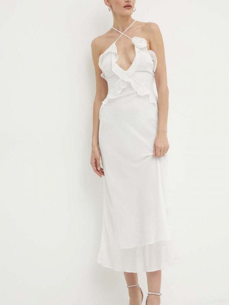 Sukienka długa dopasowana Bardot biała