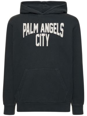 Pamučna hoodie s kapuljačom Palm Angels siva