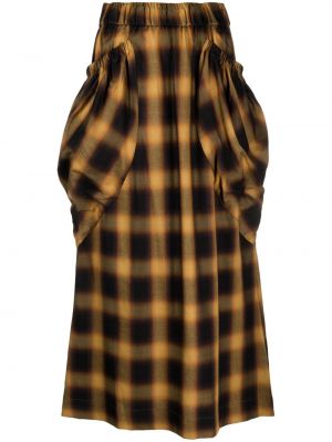 Kockovaná bavlnená midi sukňa s potlačou Collina Strada hnedá