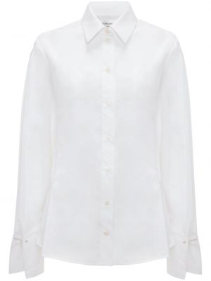 Πλισέ βαμβακερό πουκάμισο Victoria Beckham λευκό